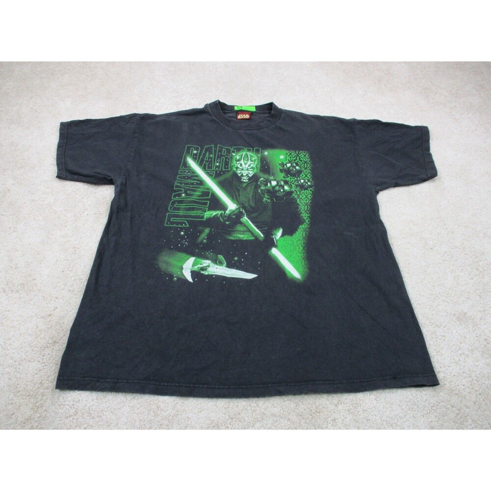 VINTAGE Star Wars Shirt Men 2XL XXL Black Glow In The Dark Episode 1 Darth Maul